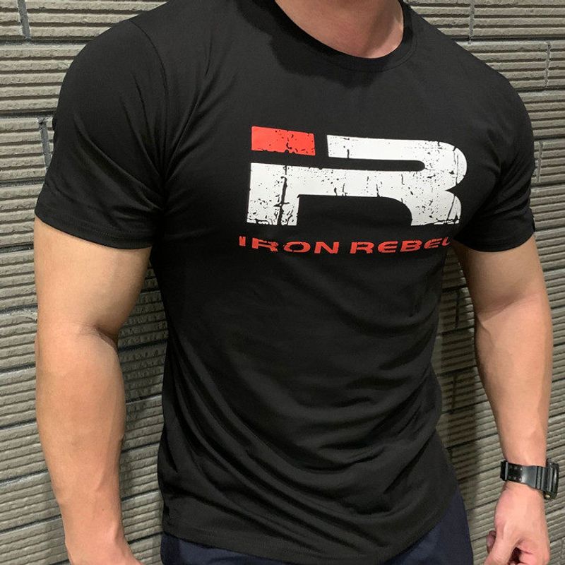 Muscle Men Bodybuilding Training Pure Cotton Loose round Neck Short Sleeve