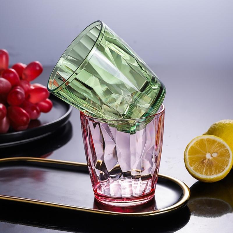 Acrylic Drinking Glasses 490ml Shatterproof Water Tumblers Unbreakable Beer Cup R7UB
