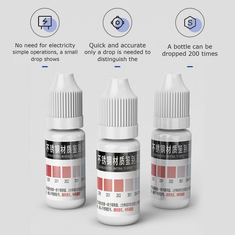 Reagente per Test Rapido da 12 ml Acciaio Inossidabile 304/316 Liquido di Rilevamento Reagente di Test per Acciaio Inossidabile 200 201 202 301 304 316