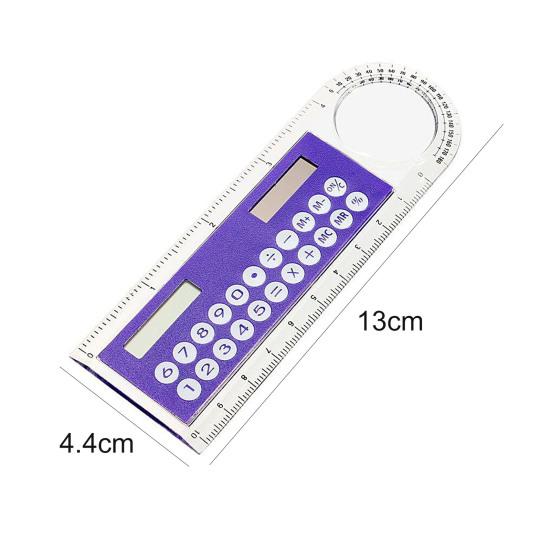 Mini Solar Transparent Ruler Calculator with Magnifier Student School Supplies