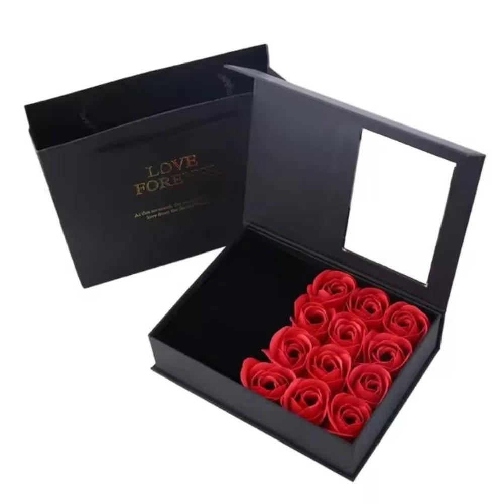 

Valentines Day Gift Soap Rose Lipstick Gift Box 12 Flowers Present Packing Bag Girlfriend красный