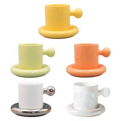 Juego de Taza Gruesa con Platillo, Taza de Café, Taza de Cerámica Divertida Novedad 300ml Taza de Té para Hogar Bar Fiesta de Bebidas Capuchino