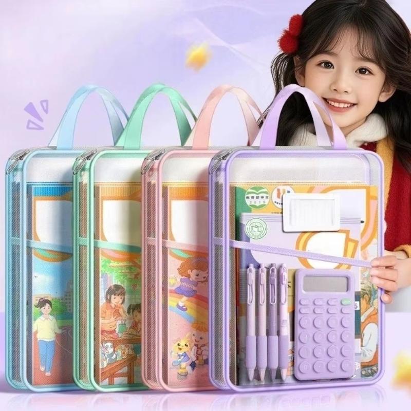 Mesh A4 File Organizer Bag 3 Layers Zipper Design Big Capacity Document Storage Pouch for Office Worker Student Daily Use