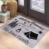 Family Camping Memories Carpet Mat with Deer Pine Tree Pattern Anti-Slip Rug Vintage Wood Design Home Decoration Floor Mat