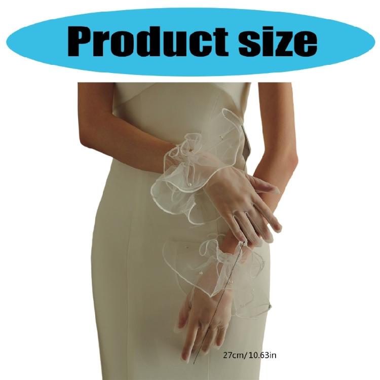 Elegant Full Finger Gloves Pearls Unique Outfits Short Gloves for Flapper Bride Wedding Dancing Accessories