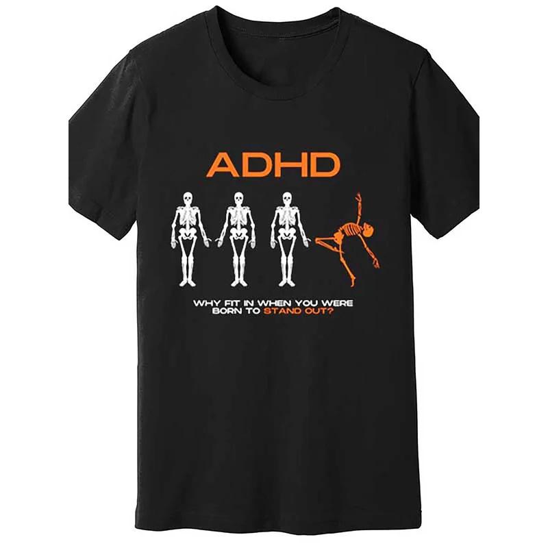 2025 Adhd Awareness Funny Unisexs Short Sleeve Graphic Tshirt Black Collection 62079