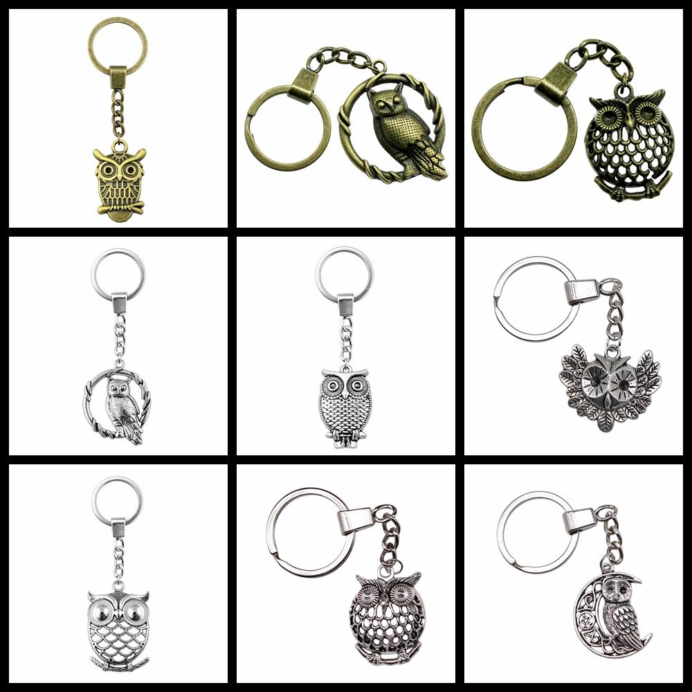 Herren Schlüsselanhänger DIY Metallhalter Kette Vintage Eulen Anhänger Kreativer Party Schmuck Zubehör Geschenk