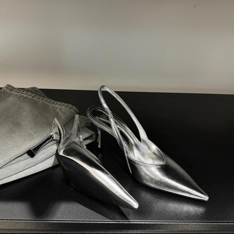 Summer 2025 New Sandal Slingback Pointy Toe Women Pumps Sexy Head Sandals Stiletto Heeled Shoes Party Shoes Fashionable Sandals
