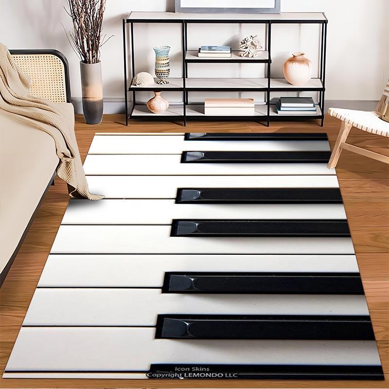Teppich mit Klaviertastenmuster für Wohnzimmer oder Schlafzimmer Dekor Teppich Geeignet für die Verwendung als Anti-Rutsch-Matte für Wohnzimmer Schlafzimmer Sofas