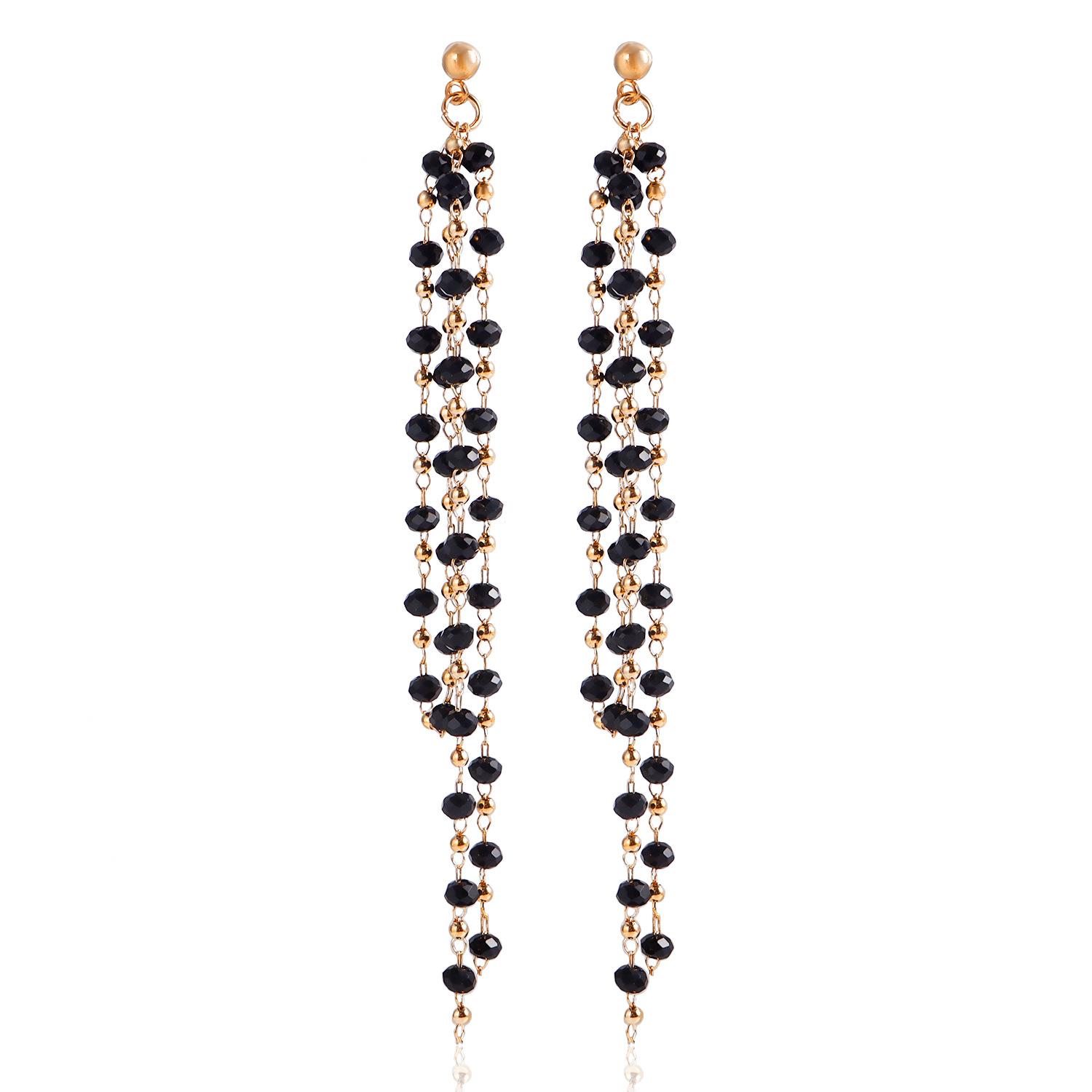 

Foreign trade European and American long fringed crystal earrings niche ins personalized trend earrings earrings earrings temperament earrings
