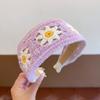 Crochet Wide Hair Hoop Embroidery Children Hair Band Cute Knitted Kids Headband  Girl