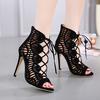 Gladiator Roman Summer Sandals Cross-tied Boots Women New Sexy Hollow Peep Toe High Heels Shoes Woman Stiletto 2019 Jkm