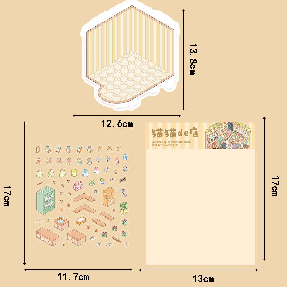 Cat shop Festival Landscape Sticker Laptop Restaurant Stationery Cabin Skateboard Bicycle Miniature Skateboard Scene Decals