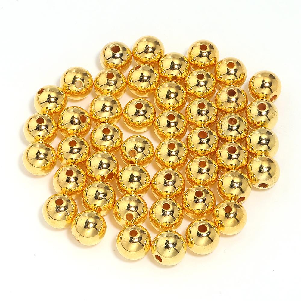 10-1000pcs ABS Imitation Pearl Beads 3-20mm Gold Round Loose Spacer Beads For DIY Jewelry Making Bracelet Necklace Acessories