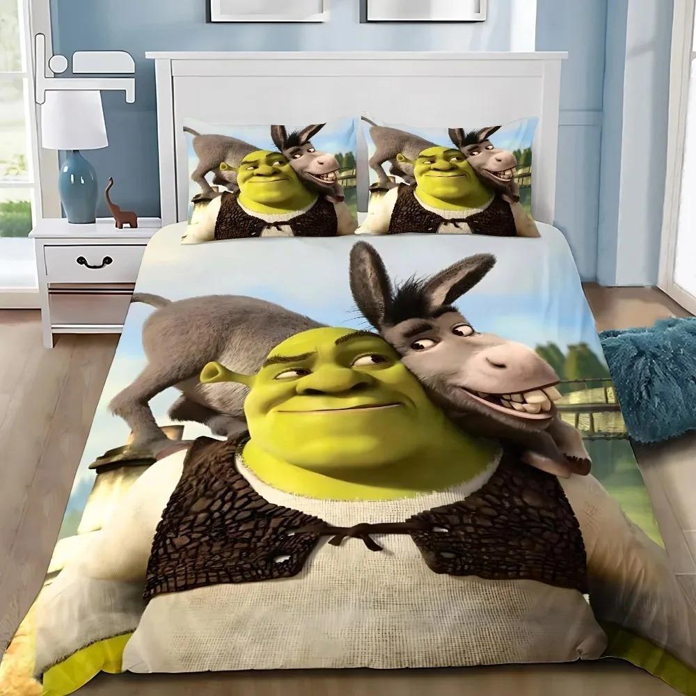 Housse de couette Shrek taie d'oreiller Décoration de chambre Cadeau enfant adulte Lit simple double Grande taille Housse de couette à fermeture éclair 90×200cm