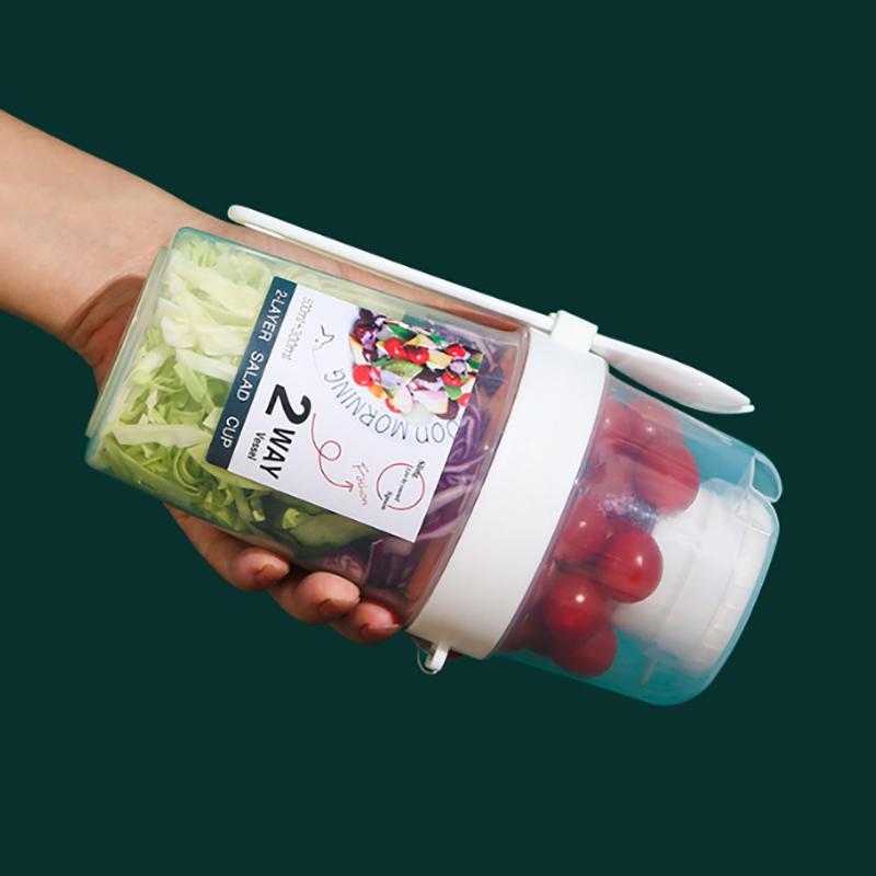 Snídaně ovoce Ovesný jogurtový salátový kelímek s víčkem lžička Dvouvrstvý úložný prostor potravin Přenosný fitness kelímek pro snížení hmotnosti