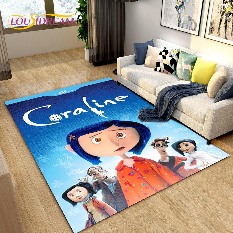 

3D мультяшный ковер Coraline, ковер для гостиной, детская спальня, диван для йоги, детские игры, ползающий нескользящий напольный коврик 40x60cm