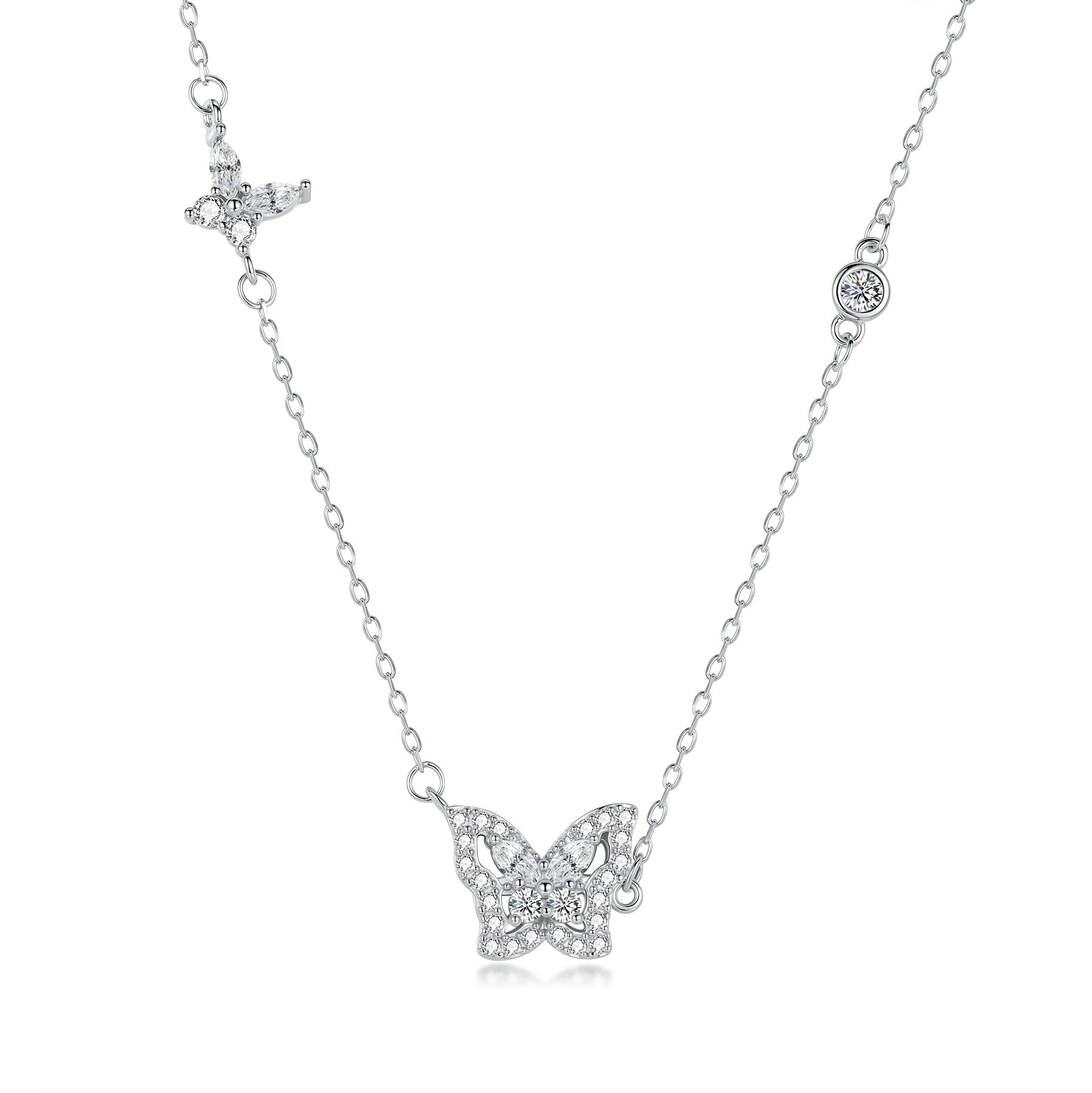 

Ожерелье из серебра 925 пробы с подвеской в виде бабочки, покрытое платиной [TALONIA] Женское, Ожерелье, Гипоаллергенное, Качественное, Цирконий, Подвеска, Рождество,