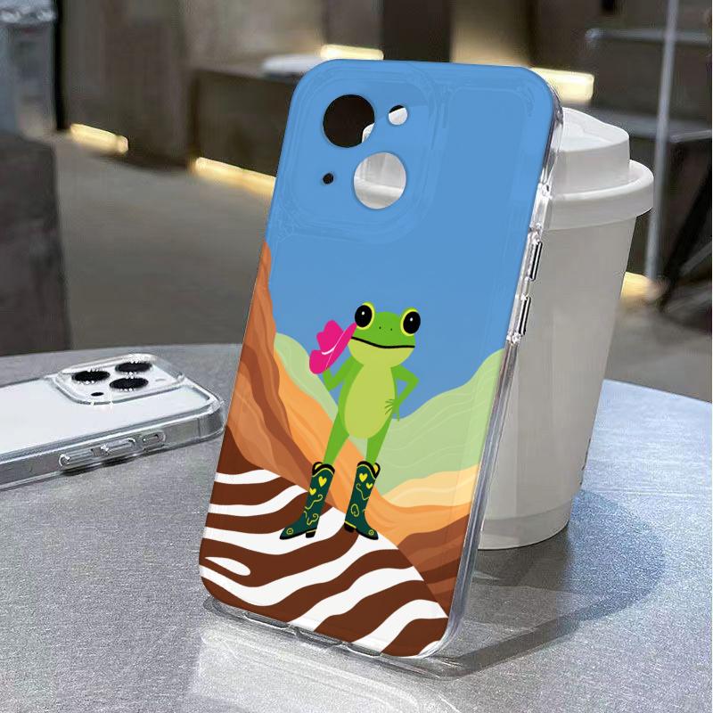 Cute Frog Phone Case for iPhone 17 Air 16 15 14 13 12 11 Pro Max Plus Mini Xs X 8 7 Soft Transparent Cover Fundas Accessory
