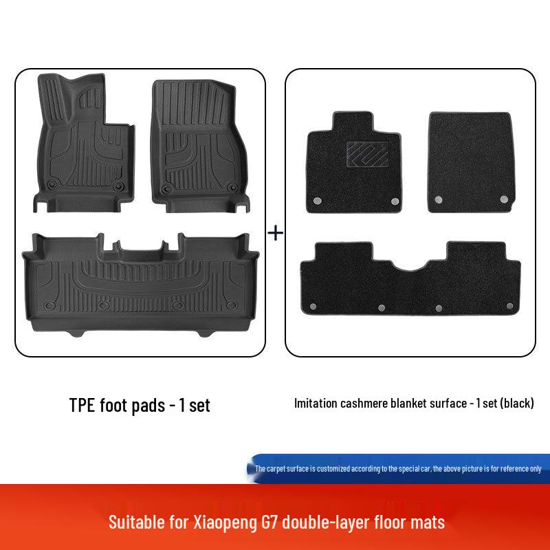 XPeng G7 Custom-Fit Double-Layer TPE Foot Mats, Fully Enclosed, 25 Designs, Original Car Color