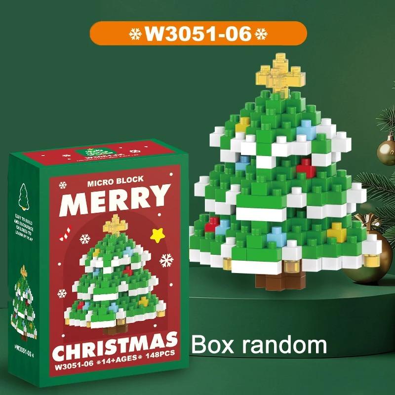 Christmas Gifts Micro Building Block Series Santa Claus Reindeer Puzzle Assembling Bricks Table Decoration Toys Kids
