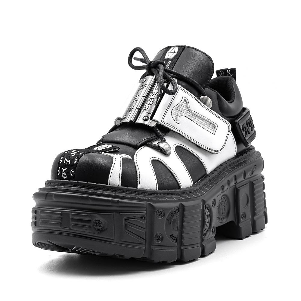 Summer Gothic Punk Rock Platform Boots Leather Metal Motorcycle Tank Shoes for Men Women