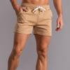 Men Pants Solid Cotton Three-point  Sports Elastic Mid-waist Lace-up Shorts Plus Size