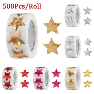 500 teile/rolle Exquisite Laser Blank Fünf-stern Aufkleber Handgemachte Dekoration Urlaub Geburtstag Party Versiegelung Label Aufkleber