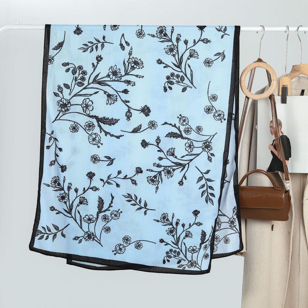 High End Korean Version Women's Simple Elegant Printed Velvet Long Scarf Artistic Small Fresh Warm Thin Shawl Wholesale