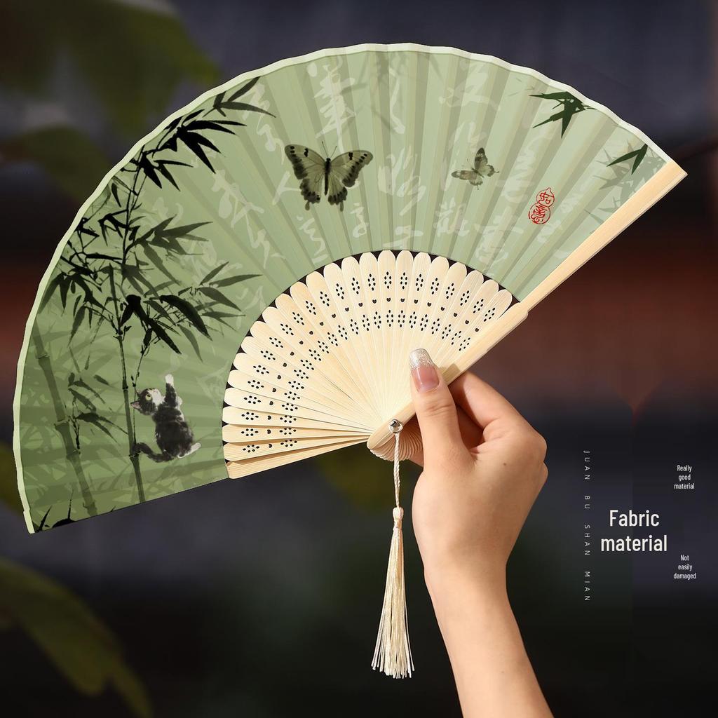 Chinesischer Faltfächer im antiken Stil für Hanfu, Qipao, Tanz - Tragbarer Sommerfächer für Frauen, Kinder, Studenten
