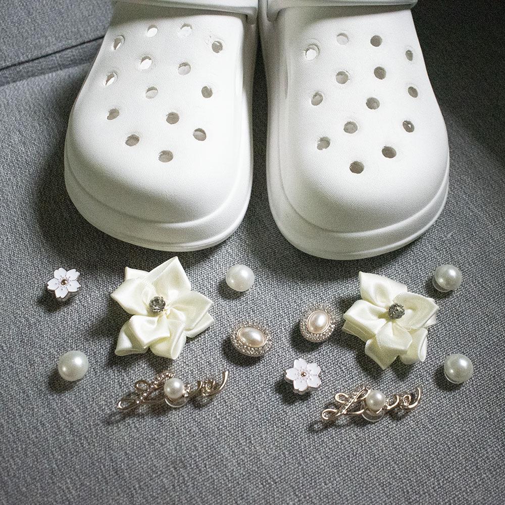New fit hole shoes fabric flower set removable shoe buckle garden shoes DIY shoe flower accessories