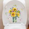 Sunflower Vase Wall Stickers Toilet Bathroom Decor Living Room Cabinet Home Decoration Beautiful Flowers Self-Adhesive Wallpaper