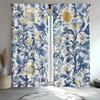 Vintage Sonnenblume Blaues Blumenmuster Vorhänge Polyesterstoff Geeignet Schlafzimmer Wohnzimmer Dekoration Vorhang Bauernhaus Hergestellt Aus Waschbar Sitzen