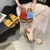 Fashion 2025 Summer New Women's Slip-On Sandals Thick Heel Heightening Casual Versatile Comfortable Beach Cool Slippers Rubber Bottom
