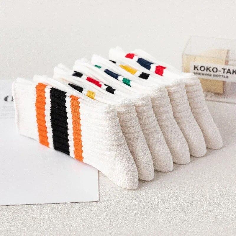 Новые модные полосатые спортивные носки до середины икры с цветными блоками — фото 7