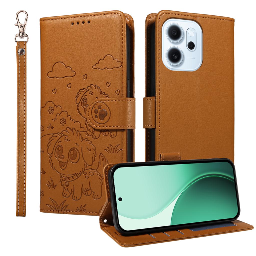 Für Oppo Reno15 F 5G Hülle mit RFID-Blockierung, bedrucktes Hundemuster, PU-Leder Handyhülle mit Armband