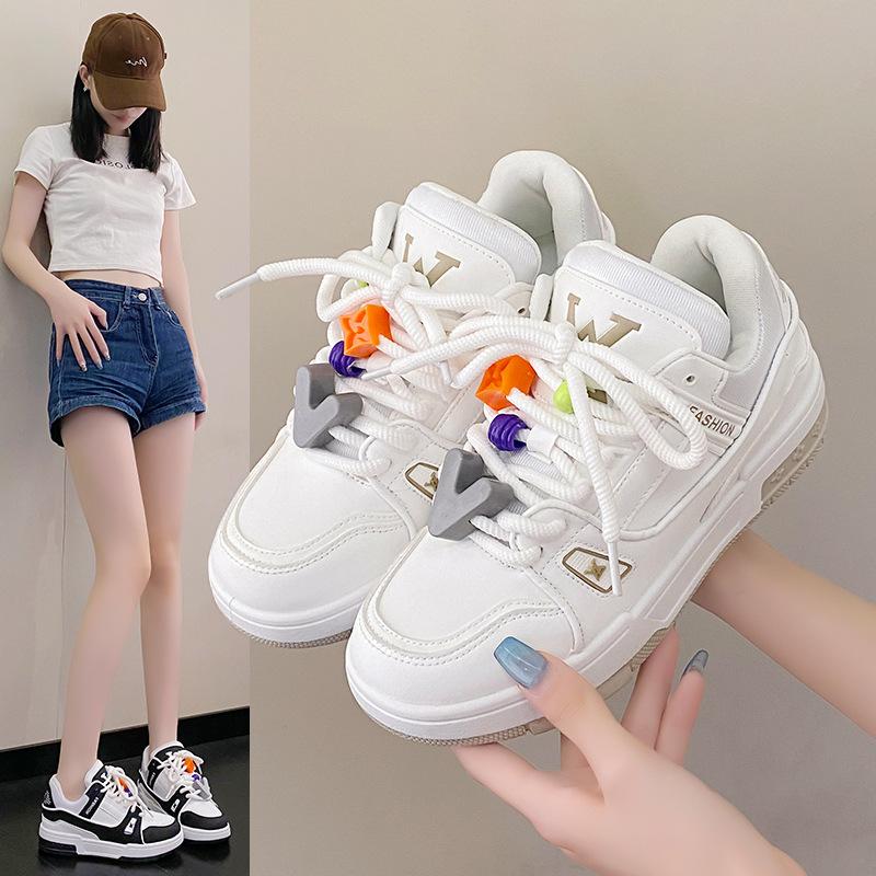 

Korean version of fashion thick-soled building block design casual board shoes women s new panda color scheme accessories fried street tide shoes whi 40