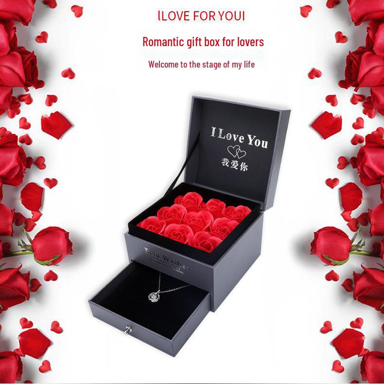 Yanxin 9 Roses Jewelry Gift Box – High-End Ring & Necklace Packaging