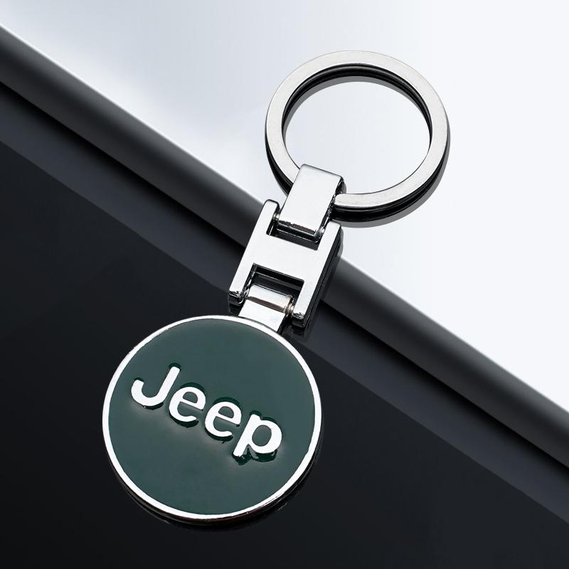 För Jeep Zinklegering Bil Logotyp Nyckelring Metall Nyckelring Auto Tillbehör För Jeep Grand Cherokee Wrangler JK Gladiator Compass R