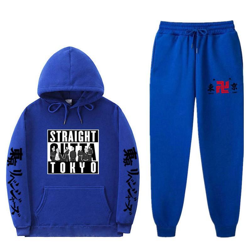 Mens Streetwear Hooded Sweatshirt Set Loose Fit Winter Warm Fleece Lined Casual Tracksuit
