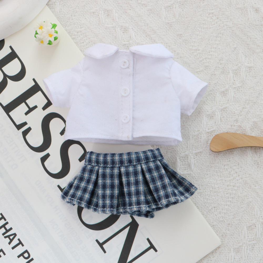 10cm Doll Clothes: Gazi Sister Skirt & Shirt Set, Potato Doll Pleated Skirt & Top, Cotton Dress-Up Outfits