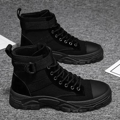 Men'S Breathable Round Toe Motorcycle Boots Casual Hiking Shoes High Top Wear-Resistant Anti-Oxidation Versatile Fashion