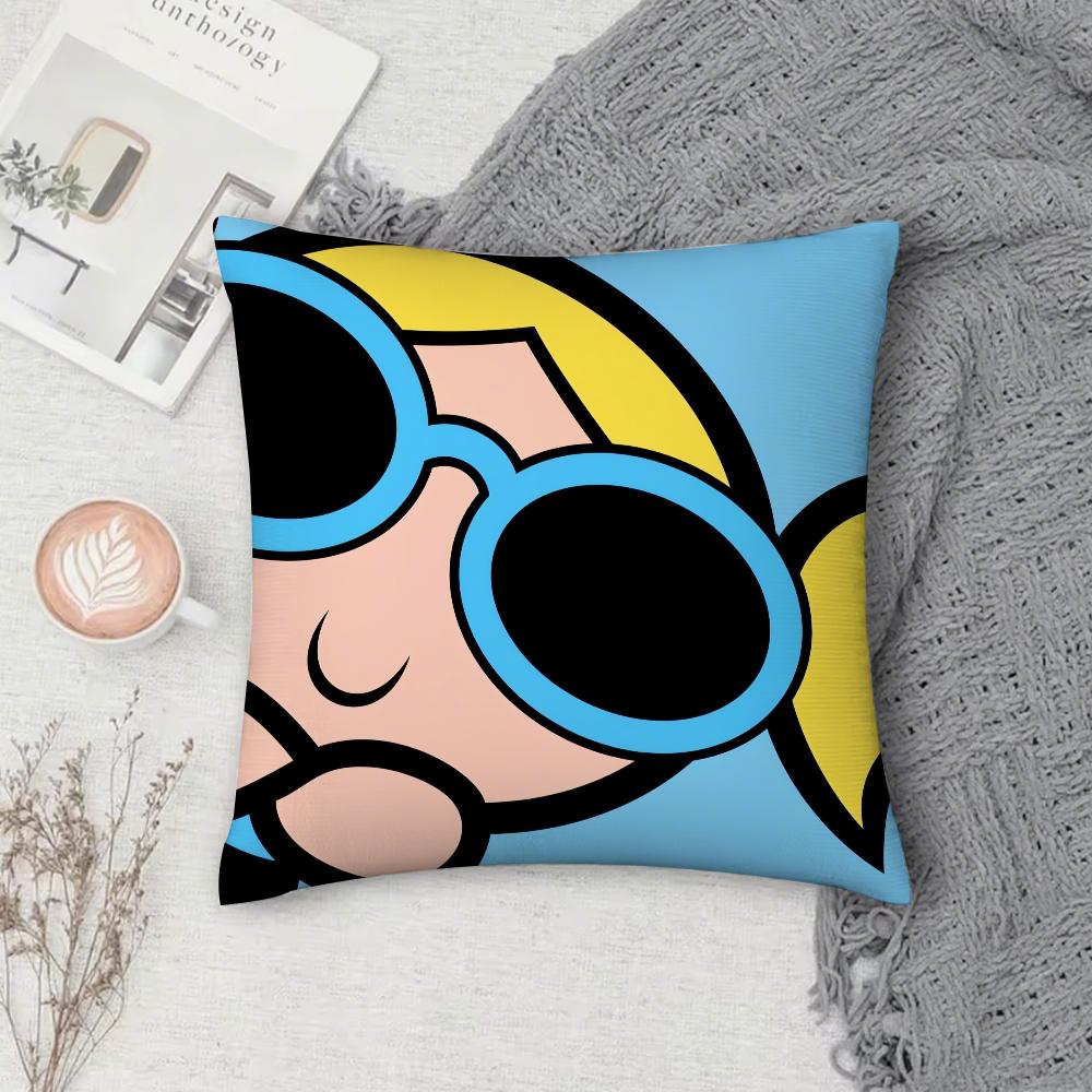 The-P-Powerpuffs Pillow Case Square Double-Sided Printing Short Plush Sofa Cushion Cover Bedroom Pillow