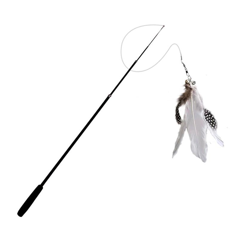 

Телескопическая удочка для кошек из четырех секций - Выдвижная удочка для кошек, забавная удочка для кошек, стальная проволока, длинная палка, перо, милая, для саморазвлечения, для снятия стресса, игрушка для питомца белый