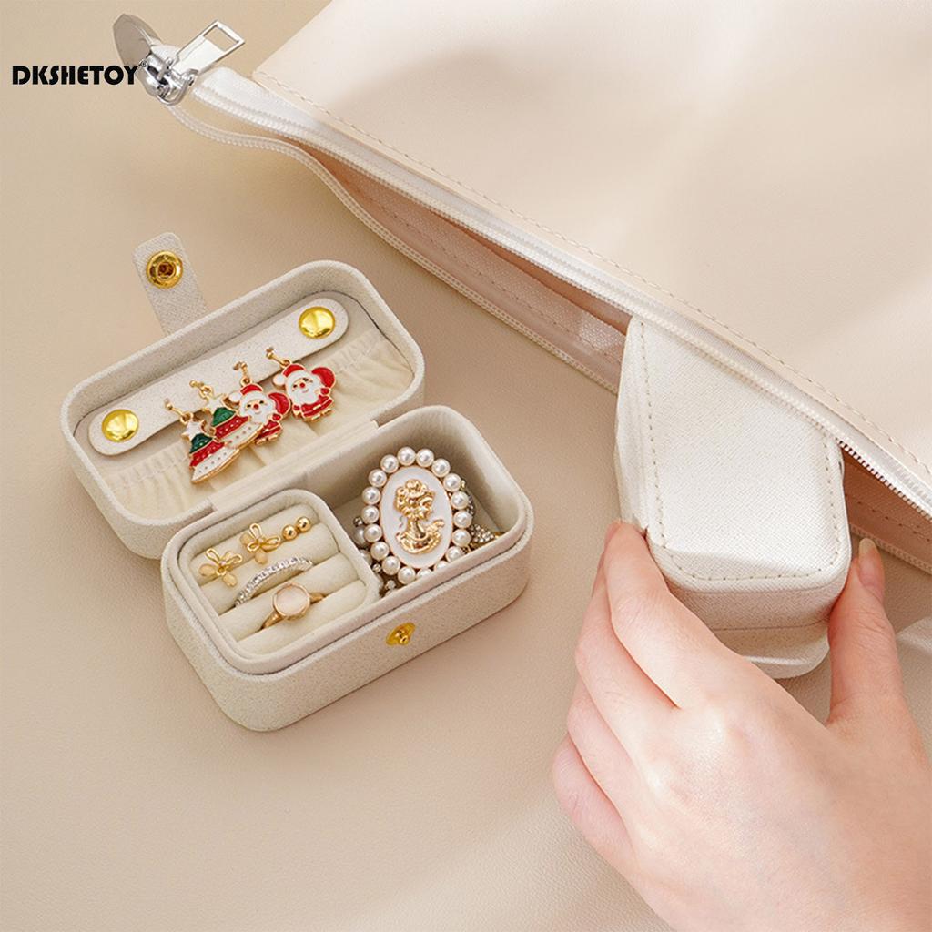 Mini Faux Leather Jewelry Box Multiple Compartments Jewelry Display Case for Travel Rings Jewelry Holder