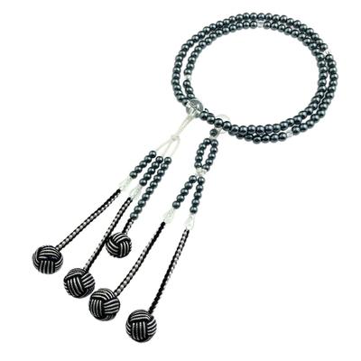 Myorenka Soka Gakkai Prayer Beads SGI Prayer Beads for Men and Women M Size PC Pearl Acrylic Crystal Tailored Temari Bun 2-Color (Black)