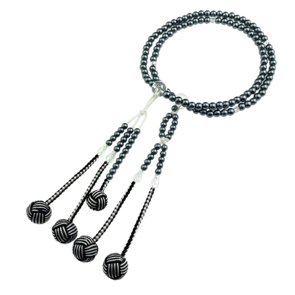 Myorenka Soka Gakkai Prayer Beads SGI Prayer Beads for Men and Women M Size PC Pearl Acrylic Crystal Tailored Temari Bun 2-Color (Black)