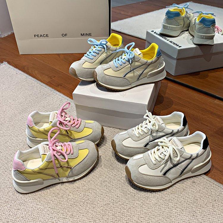Niche German Training Shoes Women's 2025 Early Spring New Color Matching Fashion Sports Shoes Running Flat Casual Board Shoes Forrest Gump Shoes