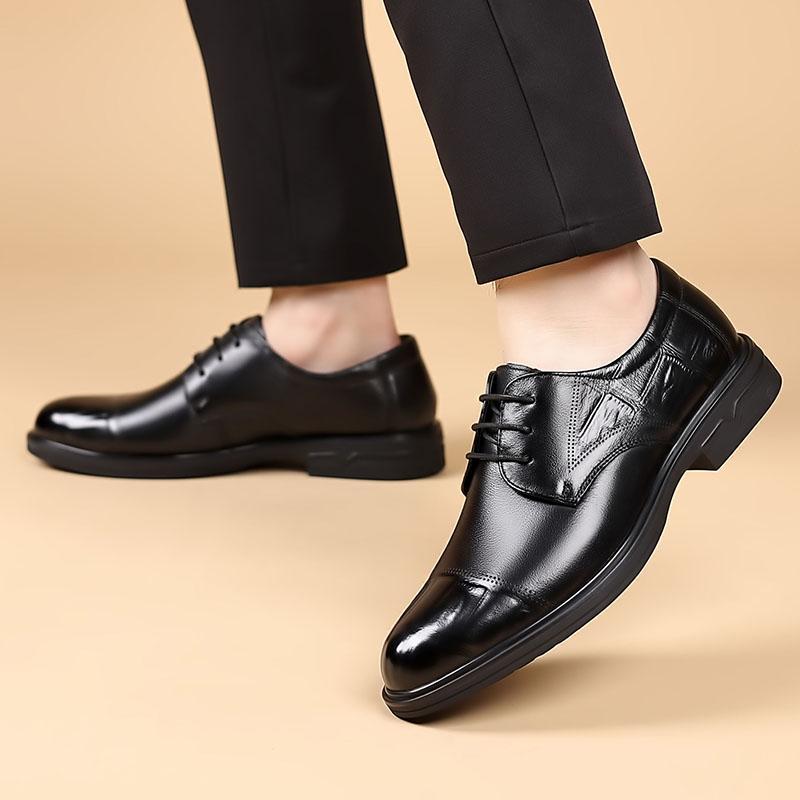 Men's Leather Shoes Dress Oxford Shoes Classic Lace Up Formal Shoes Wedding Shoes