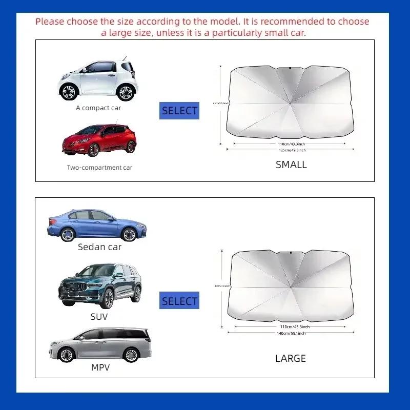 KEBIDU Ombrello Parasole per Parabrezza Auto UPF50+, Parasole Pieghevole per Parabrezza con Rivestimento Argentato, Isolamento Termico Anti-UV per Tutte le Auto, Custodia Portatile